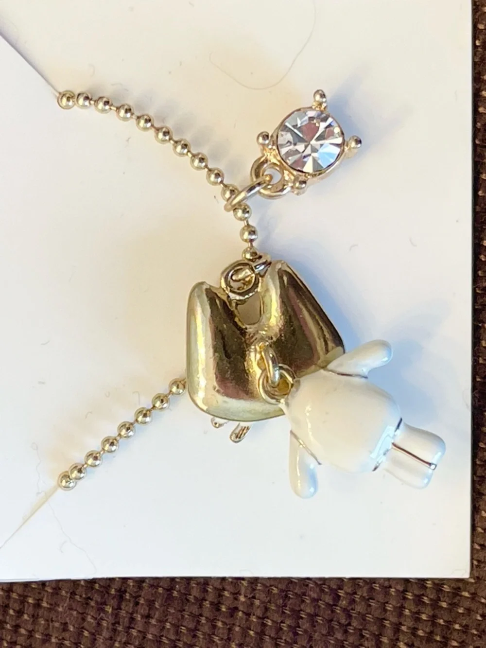 Betsey Johnson white, kitty cat pendant necklace